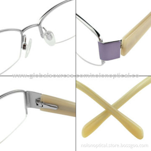 High-quality Metal Half-rimless Women's Eyeglass Frame, Logos Can be Printed